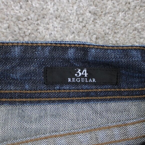 Affliction Cooper Relaxed Boot Jeans Mens 34 Blue Distressed Y2K w/ 30" inseam - Picture 12 of 15